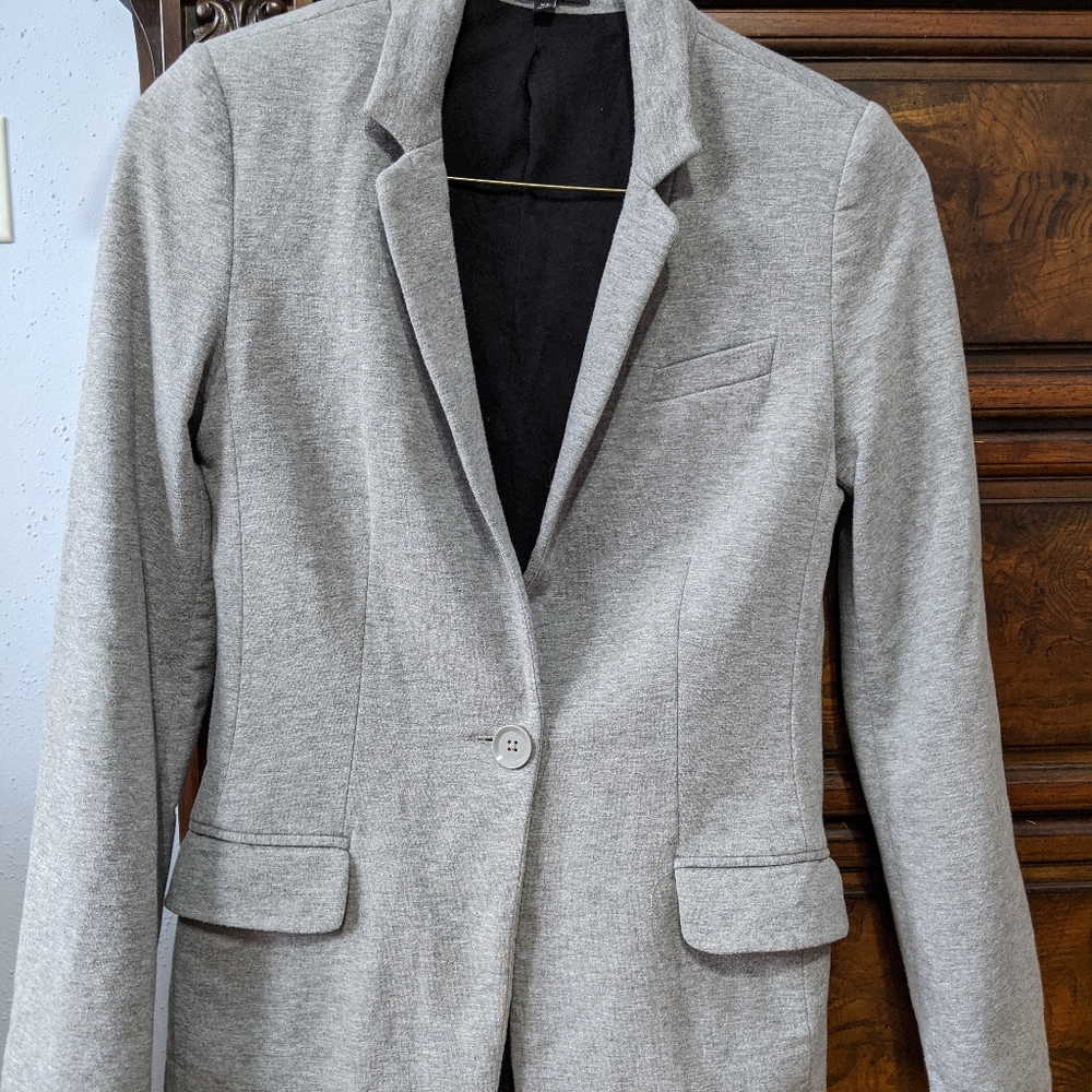 Express Gray Soft Blazer Button Front Size XS